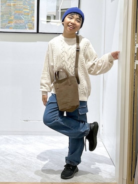 「アイテム（帽子、ブルー系）」を使った、gwtoiさん（キッズ・144cm）の冬コーディネート
