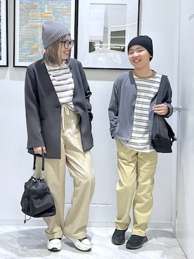 「GLOBAL WORK（グローバルワーク）の撥水軽量2WAYバッグ/137590（ショルダーバッグ、ブラック系）」を使った、gwtoiさん（レディース・159cm）の春コーディネート