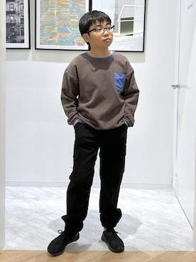 「アイテム（カーゴパンツ）」を使った、gwtoiさん（キッズ・144cm）の冬コーディネート