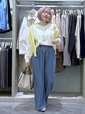 「GLOBAL WORK（グローバルワーク）のエアかる厚底ローファー/136031（ローファー、ホワイト系）」を使った、gwtoiさん（レディース・159cm）の春コーディネート