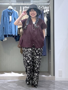 「GLOBAL WORK（グローバルワーク）の楊柳イージーワイドパンツ/636562（その他パンツ、ベージュ系）」を使った、gwtoiさん（レディース・159cm）の夏コーディネート