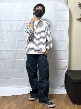 「アイテム（カーゴパンツ）」を使った、gwtoiさん（キッズ・162cm）の秋コーディネート