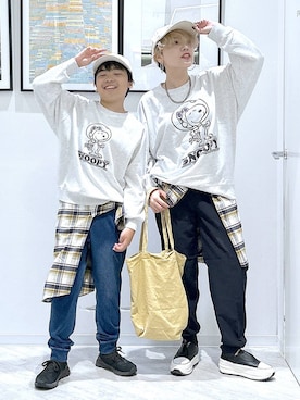 「GLOBAL WORK（グローバルワーク）のやわらかリッチネルレギュラーシャツ/498079（シャツ/ブラウス）」を使った、gwtoiさん（キッズ・144cm・30代）の秋コーディネート