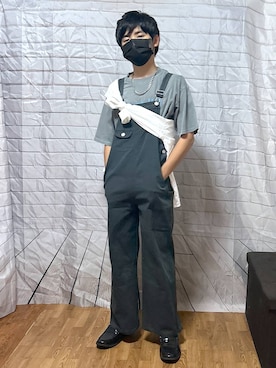 「Tシャツ」｜「アイテム（サロペット/オーバーオール）」を使った、gwtoiさん（キッズ・162cm）の夏コーディネート