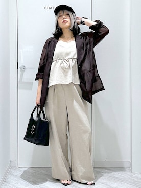「アイテム（オールインワン・サロペット、ベージュ系）」を使った、gwtoiさん（レディース・159cm）の夏コーディネート