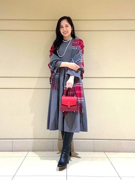 「ケーブルニット」｜「アイテム（ワンピース）」を使った、Shibuya.hさん（レディース・161cm）の秋コーディネート