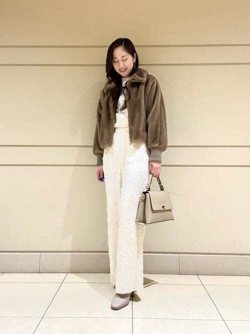ANAYI パンツ カットジャガードワイドパンツ レディース ANAYI パンツ カットジャガードワイドパンツ レディース