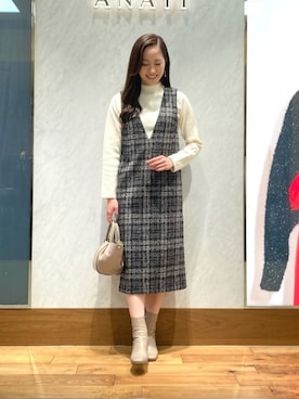 ループチェックジャンパースカートを使った人気ファッション