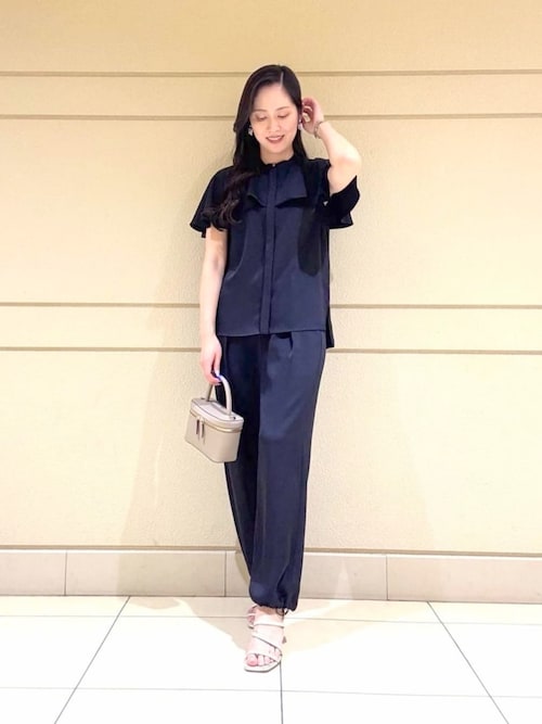 ANAYI｜【セットアップ対応商品】ストレッチサテンカーゴパンツ