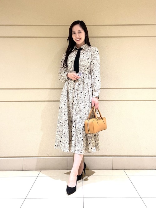 セール】ドローイングフラワープリントシャツ ワンピース（シャツ