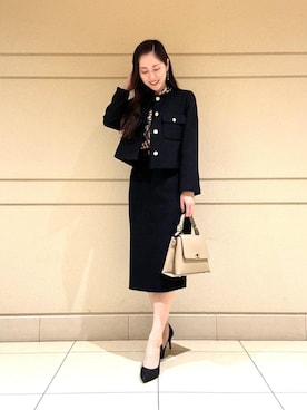 「ANAYI（アナイ）のアイテム（ノーカラージャケット）」を使った、Shibuya.hさん（レディース・161cm）の秋コーディネート