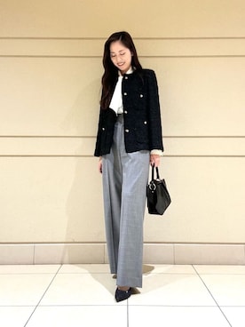 「ANAYI（アナイ）のアイテム（ノーカラージャケット）」を使った、Shibuya.hさん（レディース・161cm）の秋コーディネート