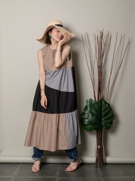 「MHBG TOKYO（エムエイチビージートーキョー）のアイテム（ワンピース/ドレス）」を使った、lodieさん（レディース・160cm）の春コーディネート