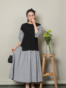 「MHBG TOKYO（エムエイチビージートーキョー）のアイテム（ワンピース/ドレス）」を使った、lodieさん（レディース・160cm）の春コーディネート