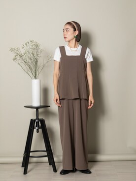 「MHBG TOKYO（エムエイチビージートーキョー）のアイテム（サロペット/オーバーオール）」を使った、lodieさん（レディース・160cm）の夏コーディネート