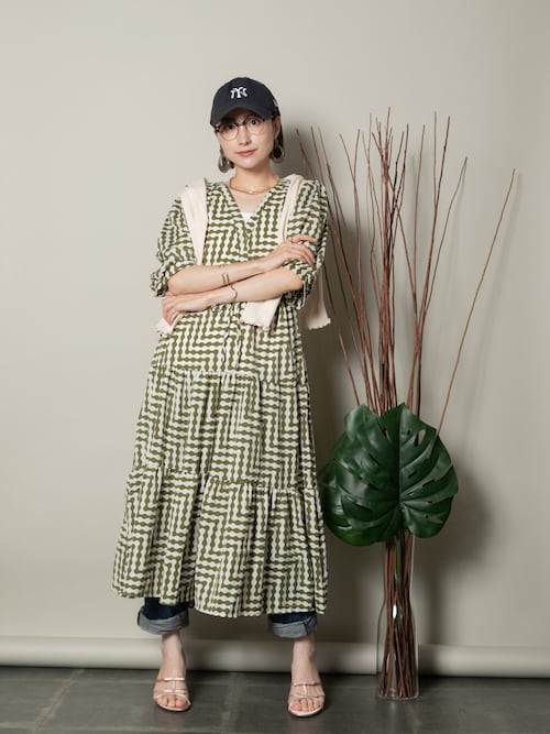 アフリカンプリント　ティアードワンピース Dot＆Stripes CHILD WOMAN（ドットアンドストライプス