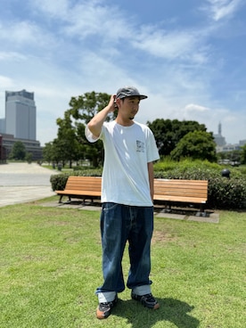 「DC SHOES（ディーシーシューズ）のアイテム（ブラウン系）」を使った、ジェシーさん（メンズ・177cm）の夏コーディネート