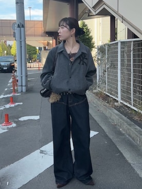 「アイテム（スタジャン）」を使った、AOIさん（レディース・160cm）の秋コーディネート