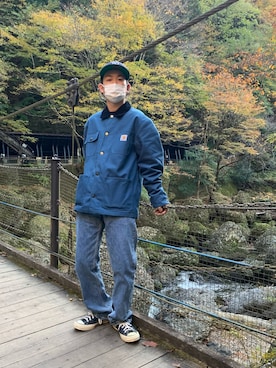 「carhartt」｜「アイテム（カバーオール）」を使った、sunnyboy0305さん（メンズ・166cm）の冬コーディネート