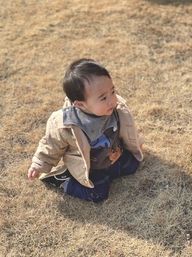 「無印良品（ムジルシリョウヒン）のアイテム（ジャケット/アウター）」を使った、aiueommmさん（キッズ・80cm）の春コーディネート