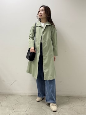 「INDIVI（インディヴィ）の【合皮】スタッズ風メタルポシェットバッグ（ショルダーバッグ、ブラック系）」を使った、kahoさん（レディース・144cm）の冬コーディネート
