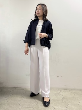 「INDIVI（インディヴィ）の【洗える／2WAY】ドロスト付 シアーシャンブレーシャツ（シャツ/ブラウス、ブルー系）」を使った、kahoさん（レディース・144cm）の夏コーディネート