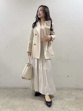 「INDIVI（インディヴィ）の【2WAY／2連セット】パール調＆チェーンミックスネックレス（ネックレス、シルバー系）」を使った、kahoさん（レディース・144cm）の冬コーディネート