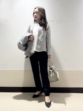 「3can4on（サンカンシオン）の◆ストレッチツイルハーフパンツ（その他パンツ、ベージュ系）」を使った、kahoさん（レディース・144cm）の冬コーディネート