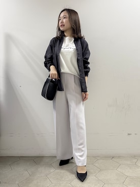 「INDIVI（インディヴィ）の【接触冷感／2WAY】カシュクールリネンシャツ（シャツ/ブラウス、グレー系）」を使った、kahoさん（レディース・144cm）の夏コーディネート