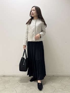 「INDIVI（インディヴィ）のスリットデザイン パンプス（パンプス、ブラック系）」を使った、kahoさん（レディース・144cm）の冬コーディネート