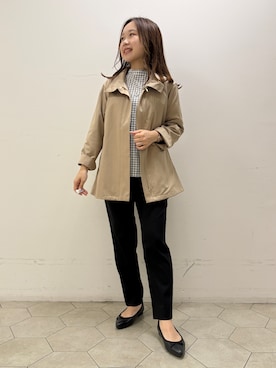 「INDIVI（インディヴィ）の【撥水／UVケア】スタンドカラーブルゾン（ブルゾン、ベージュ系）」を使った、kahoさん（レディース・144cm）の秋コーディネート