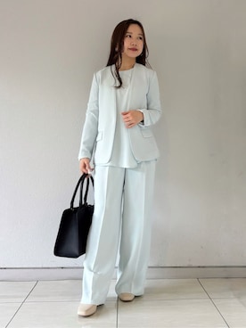 「アイテム（スーツジャケット、グリーン系）」を使った、kahoさん（レディース・144cm）の冬コーディネート
