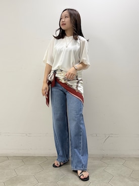 「INDIVI（インディヴィ）の【着る日傘】ドルマントップス（シャツ/ブラウス、ホワイト系）」を使った、kahoさん（レディース・144cm）の夏コーディネート