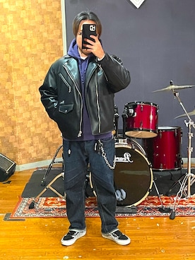 「FAT（エフエイティー）のアイテム」を使った、峰虎さん（メンズ・171cm）の冬コーディネート