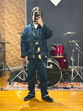 「onepiece of rockのアイテム（デニムジャケット、ブルー系）」を使った、峰虎さん（メンズ・171cm）の夏コーディネート