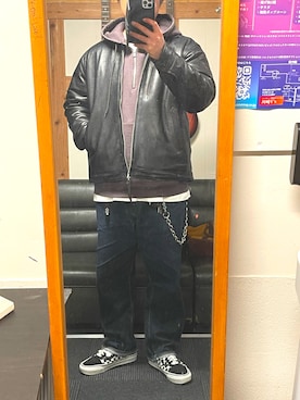 「CALEE（キャリー）のアイテム」を使った、峰虎さん（メンズ・171cm）の冬コーディネート