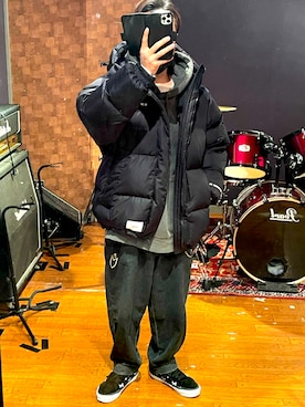 「WTAPS（ダブルタップス）のアイテム（ダウンジャケット/コート）」を使った、minetoraさん（メンズ・170cm）の冬コーディネート