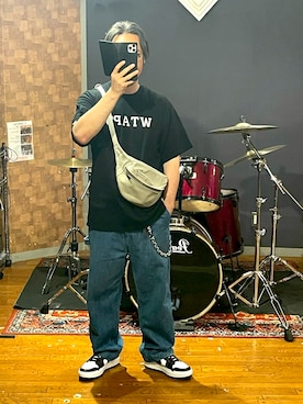 「WTAPS（ダブルタップス）のアイテム」を使った、峰虎さん（メンズ・171cm）の夏コーディネート