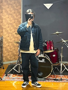 「onepiece of rockのアイテム（デニムジャケット、ブルー系）」を使った、峰虎さん（メンズ・171cm）の夏コーディネート