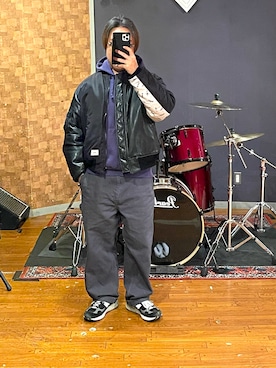 「WTAPS（ダブルタップス）のアイテム」を使った、峰虎さん（メンズ・171cm）の冬コーディネート