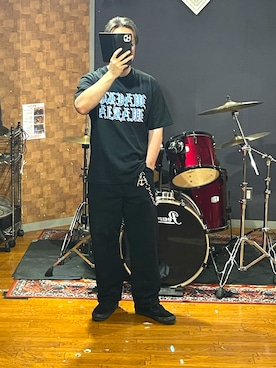 「wackomariaのアイテム（Tシャツ/カットソー、ブラック系）」を使った、峰虎さん（メンズ・171cm）の夏コーディネート