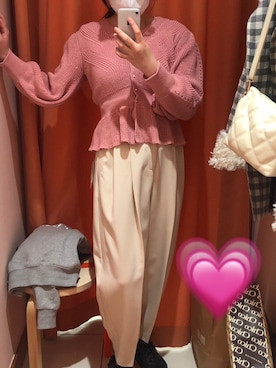 「FURFUR（ファーファー）のアイテム（ニット/セーター、ピンク系）」を使った、ぴななさん（レディース・158cm）の春コーディネート
