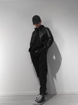 「BEAMS（ビームス）のアイテム（ライダースジャケット）」を使った、doli5500さん（メンズ・180cm）の冬コーディネート