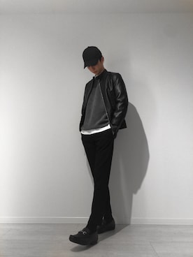 「BEAMS（ビームス）のアイテム（ライダースジャケット）」を使った、doli5500さん（メンズ・180cm）の冬コーディネート