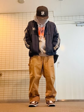 「アイテム（ナイロンジャケット）」を使った、EZR08さん（メンズ・169cm）の冬コーディネート