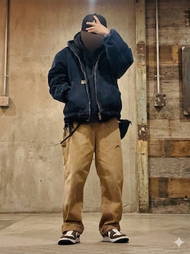 「Dickies（ディッキーズ）のアイテム（パンツ）」を使った、EZR08さん（メンズ・169cm）の冬コーディネート
