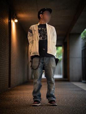 「アイテム（ナイロンジャケット）」を使った、EZR08さん（メンズ・169cm）の春コーディネート