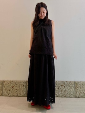 「スカラップ」｜八木野　由季さん（レディース・165cm）の夏コーディネート