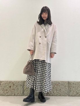 「URBAN RESEARCH DOORS（アーバンリサーチドアーズ）のウールリバーテーラードコート（その他アウター）」を使った、YUKIさん（レディース・165cm）の秋コーディネート