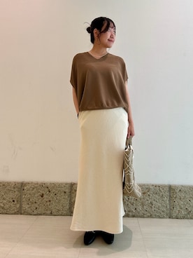 「アイテム（トートバッグ、パープル系）」を使った、YUKIさん（レディース・165cm）の秋コーディネート